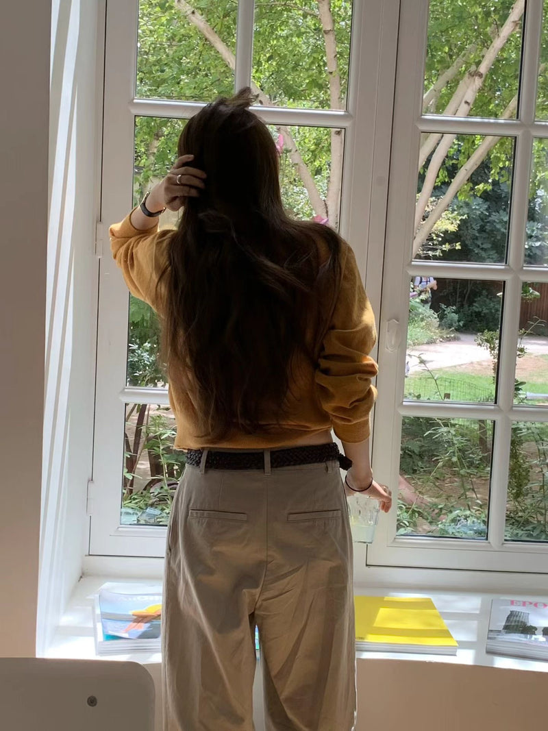 Aging double tuck pants