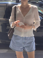 Light denim shorts