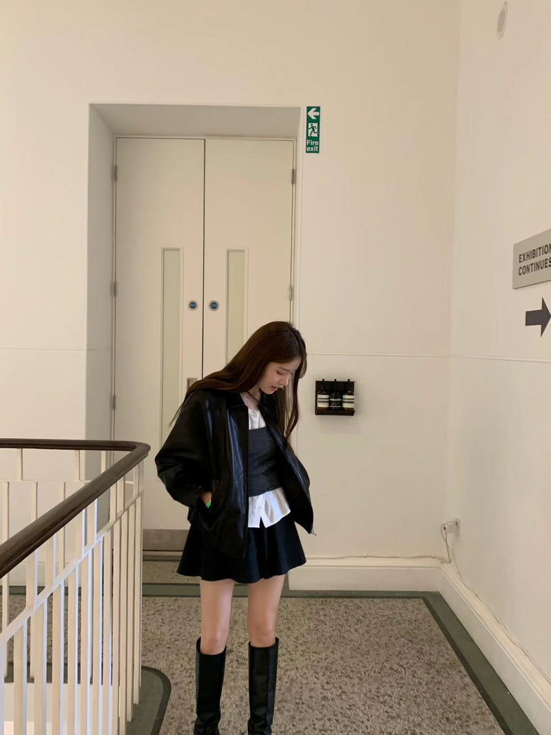 Layered raccoon sleeveless knit