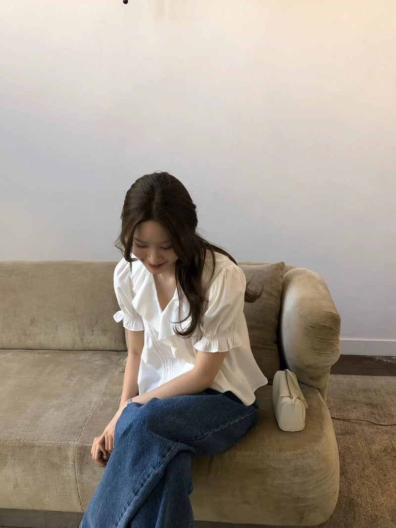 [Instock] Frill lace blouse (ivory)