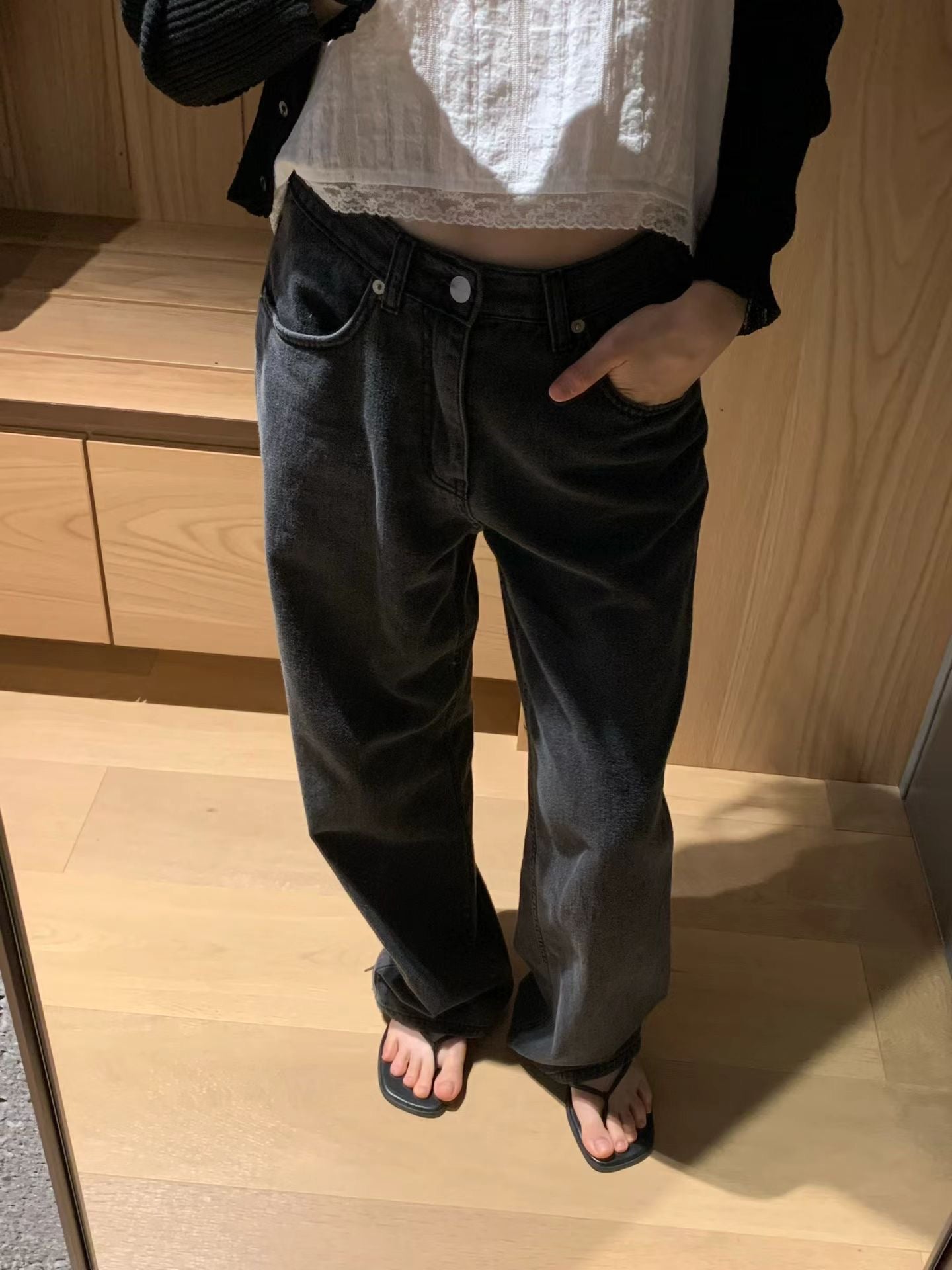 Summer washing black denim