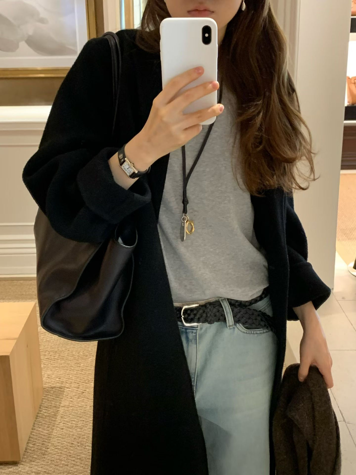 Handmade lene wool long coat
