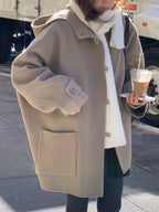Handmade hoodie cashmere duffle coat