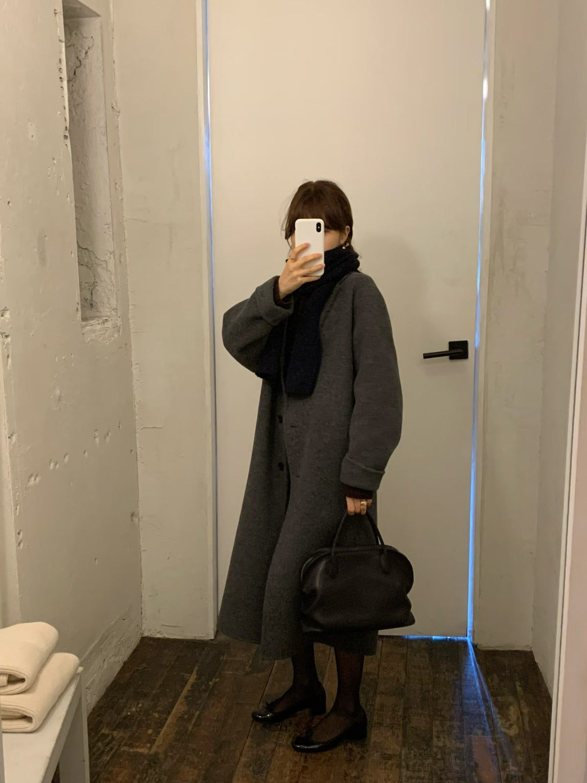 Handmade lene wool long coat