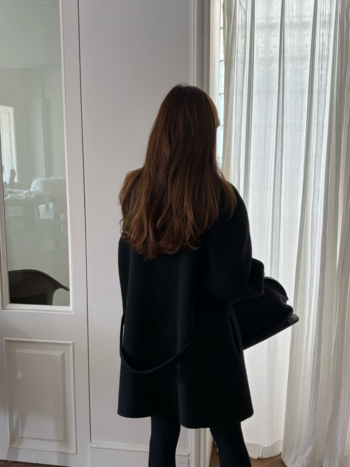 Handmade cony cashmere raglan coat