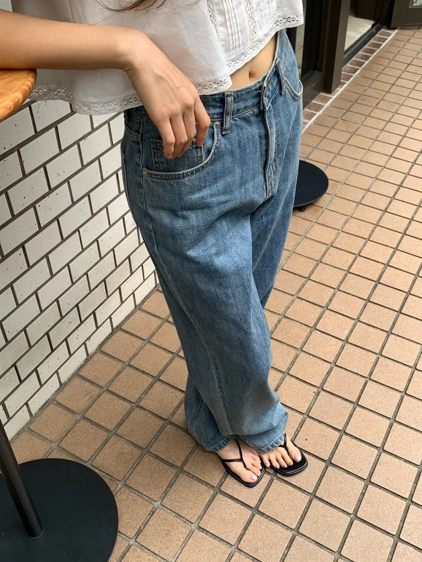 [Instock] Claire slub denim pants