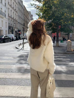 Brushed no-collar cardigan