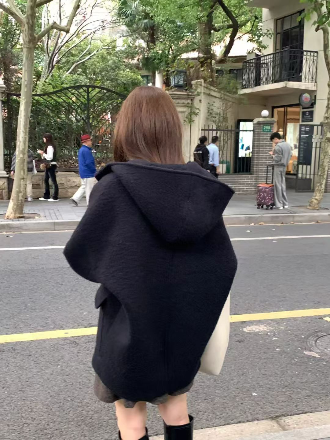 Baby alpaca hoodie duffle coat