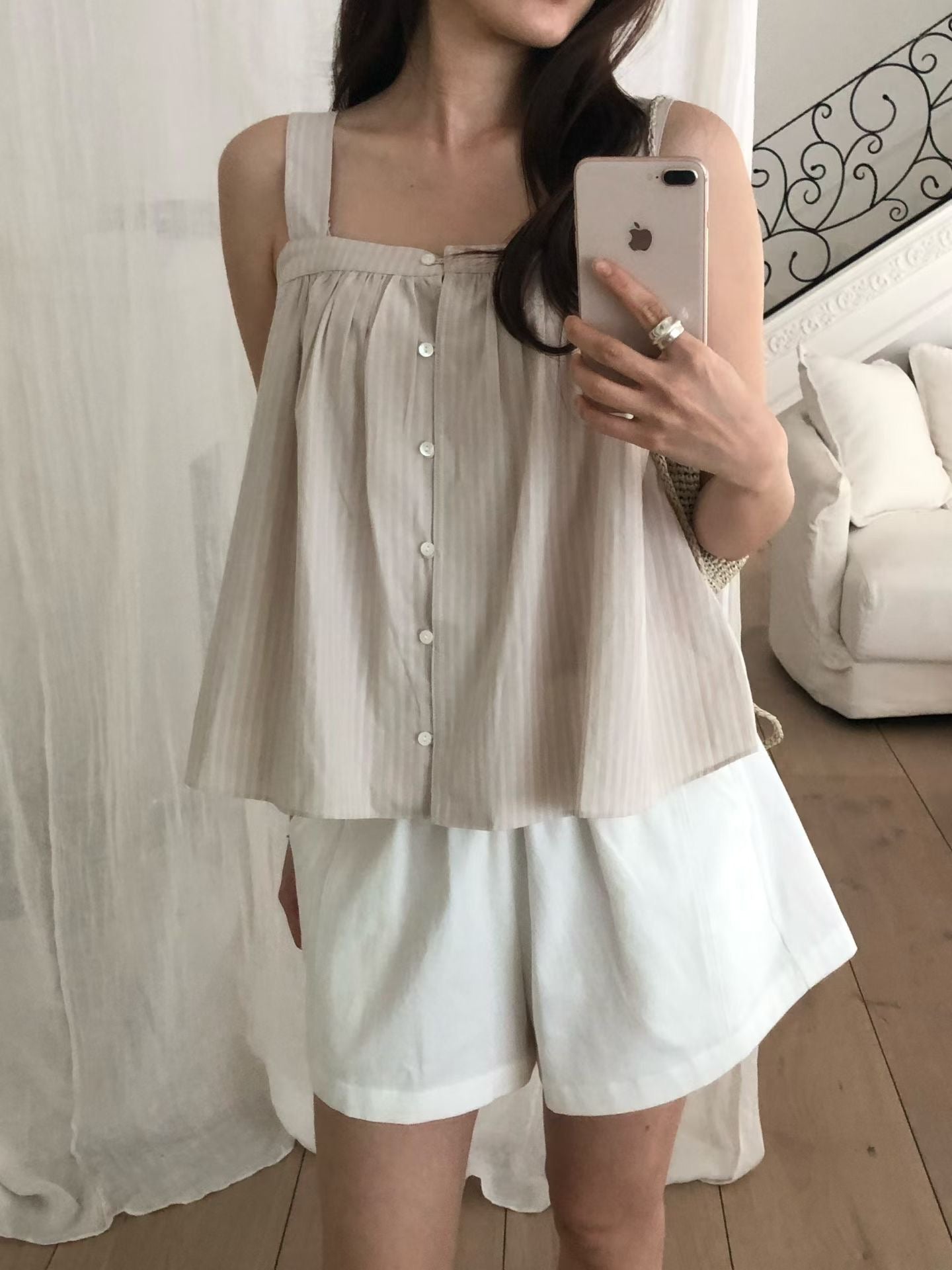 Cotton short flare pants