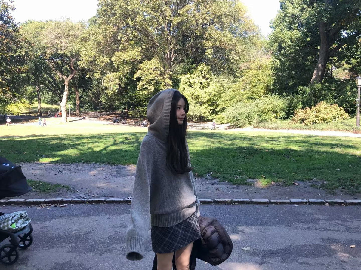 Raglan hoodie knit