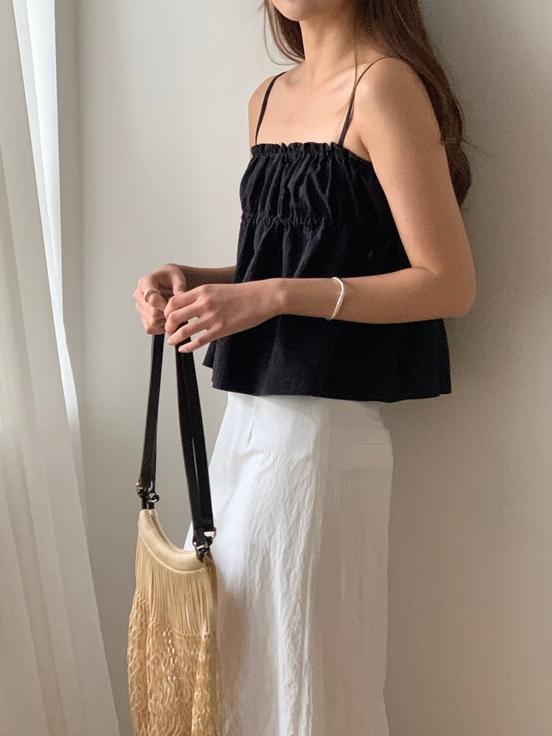 [sale] Ribbon shirring blouse