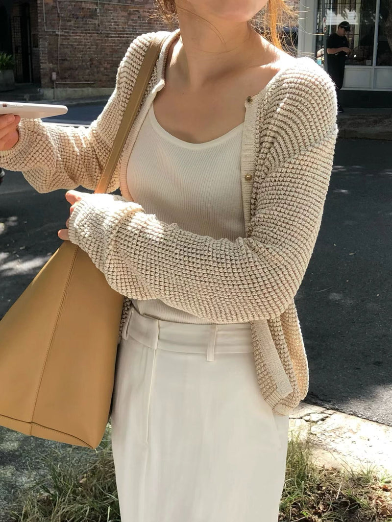 Golden crochet cardigan