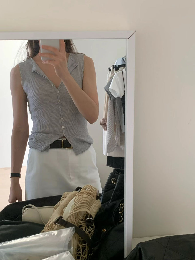 Silk mori sleeveless knit