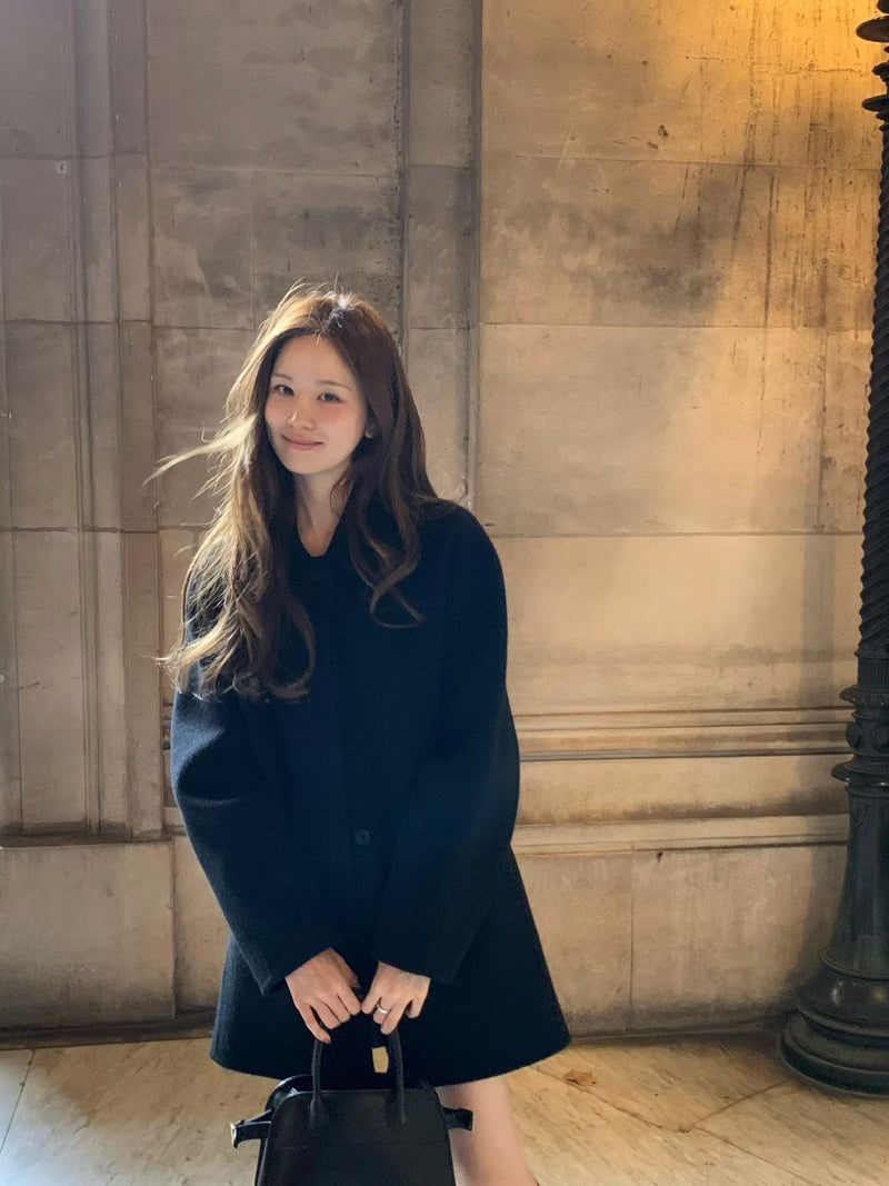 Handmade cony cashmere raglan coat