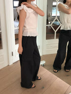 Waffle frill 2way blouse