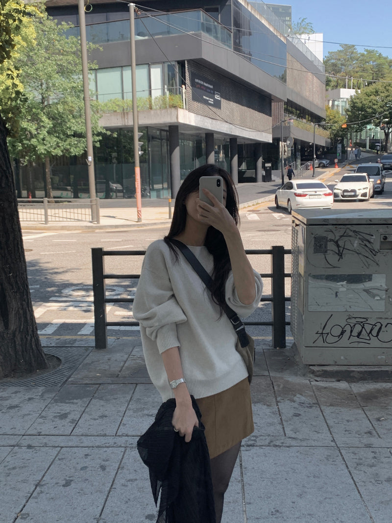 Soft leather mini skirt