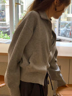 High neck zip-up cardigan
