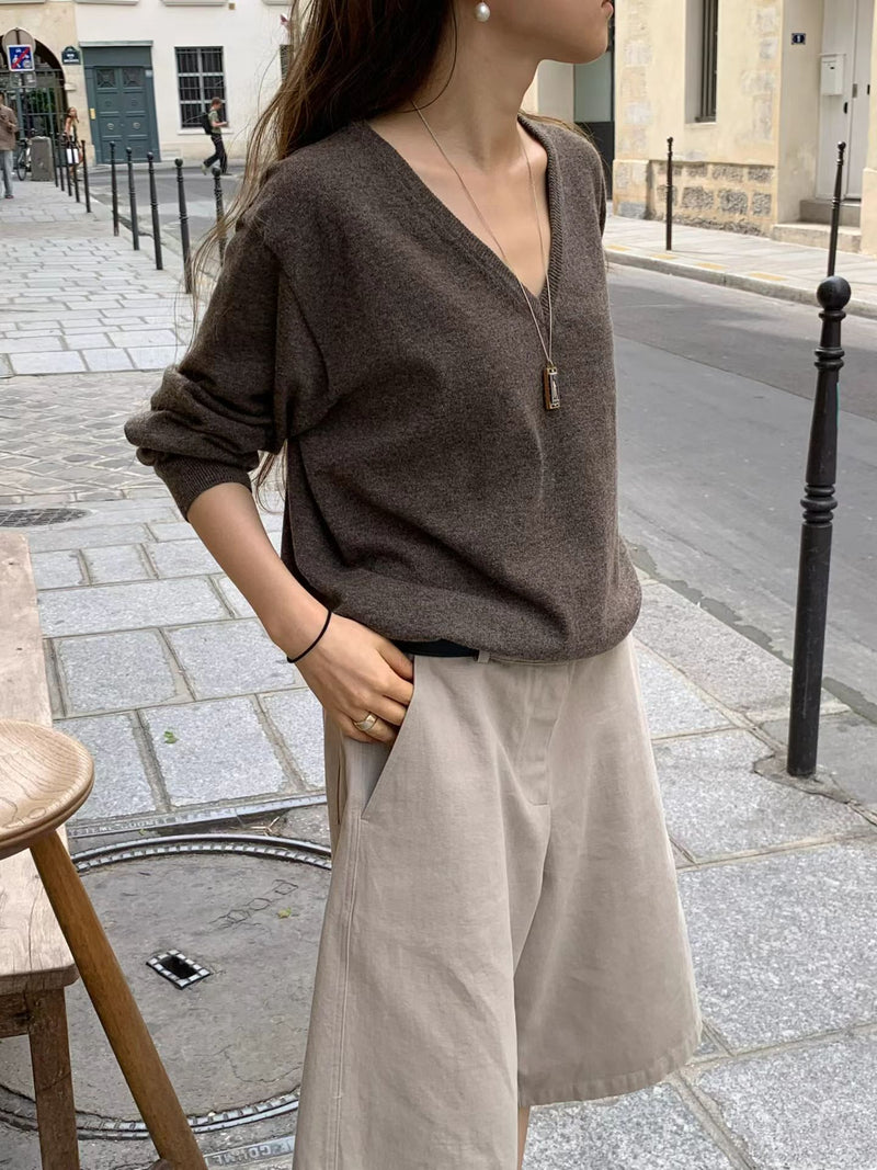 Wide bermuda pants
