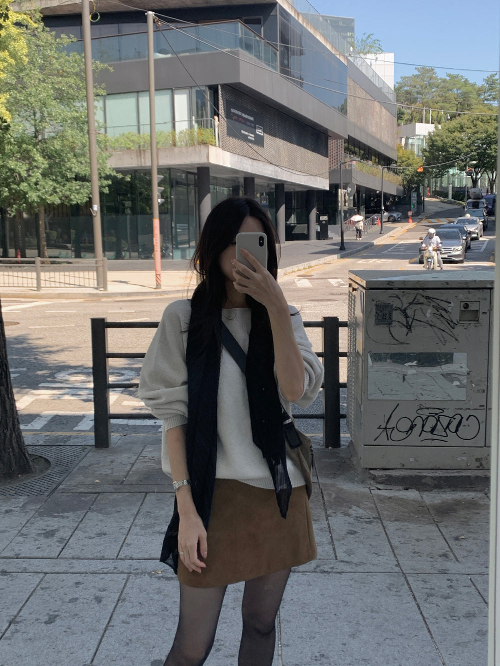 Soft leather mini skirt