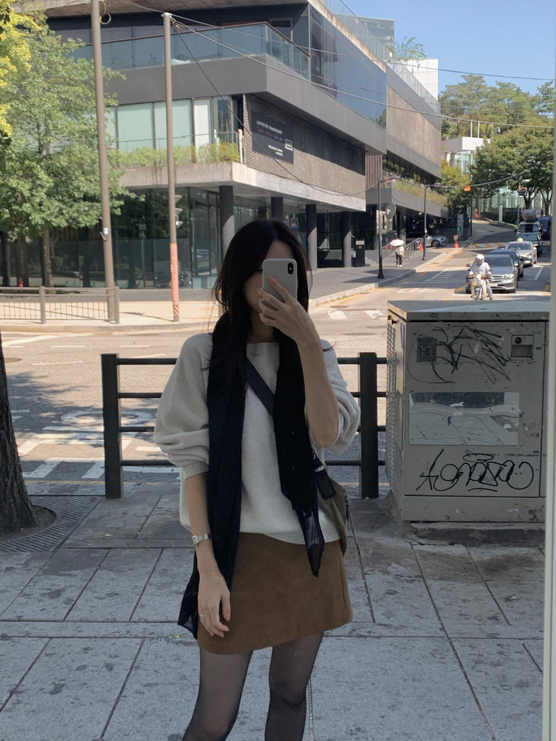 Soft leather mini skirt
