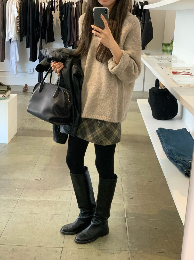 Monica check mini skirt