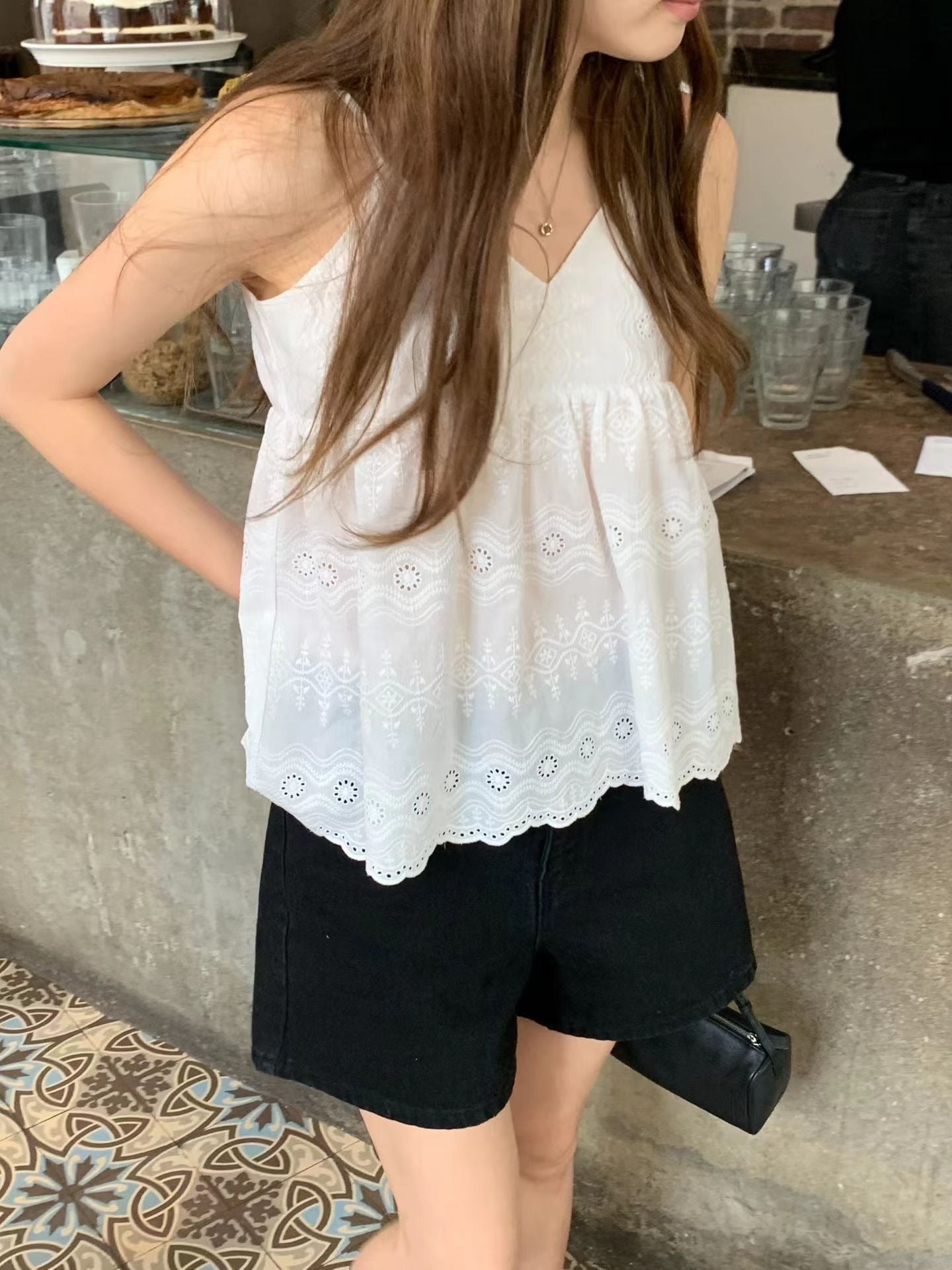 Cotton eyelet bustier