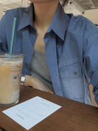 [Instock] Jade pocket shirt (blue)