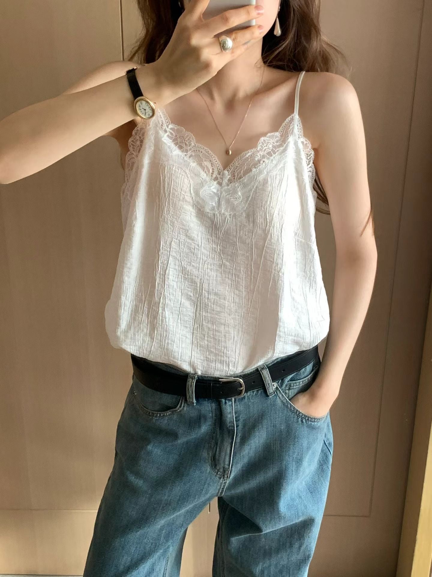 [Instock] Camisole lace blouse (ivory)