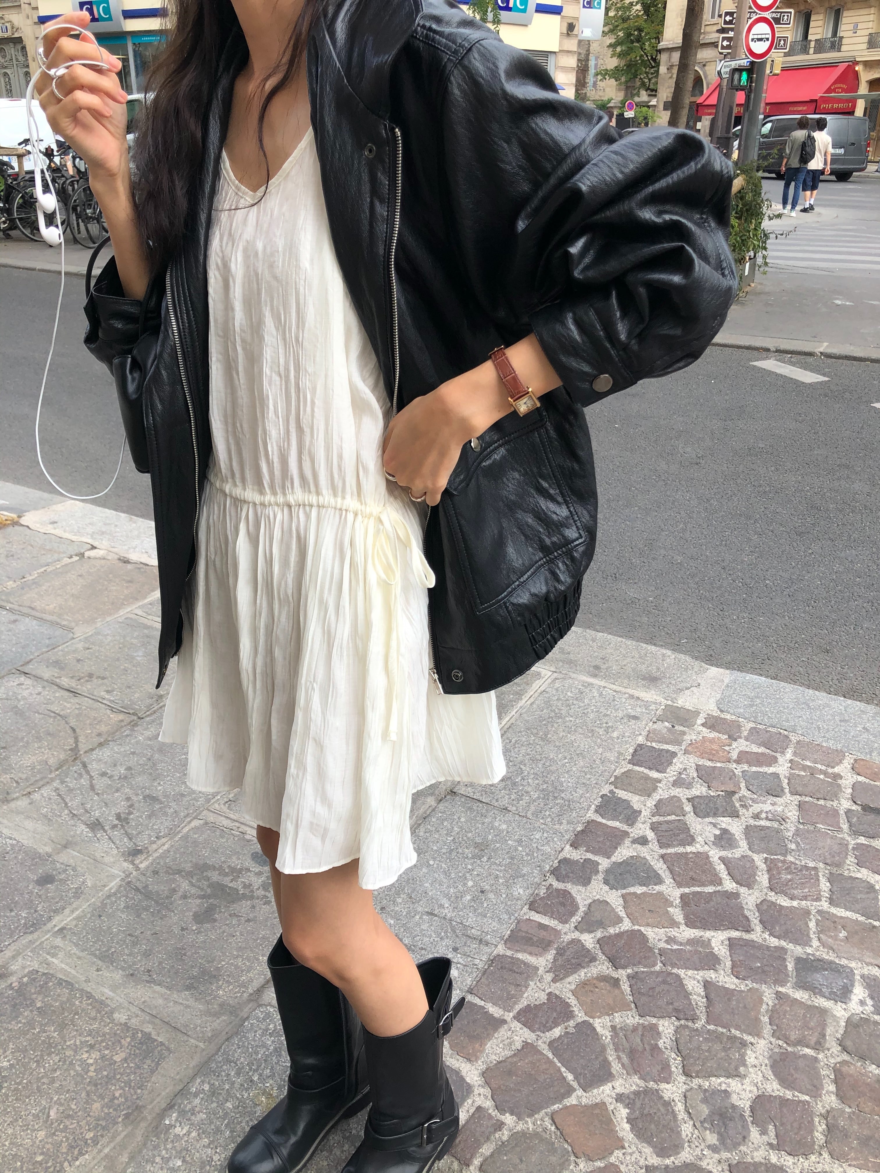 Lon pleats onepiece