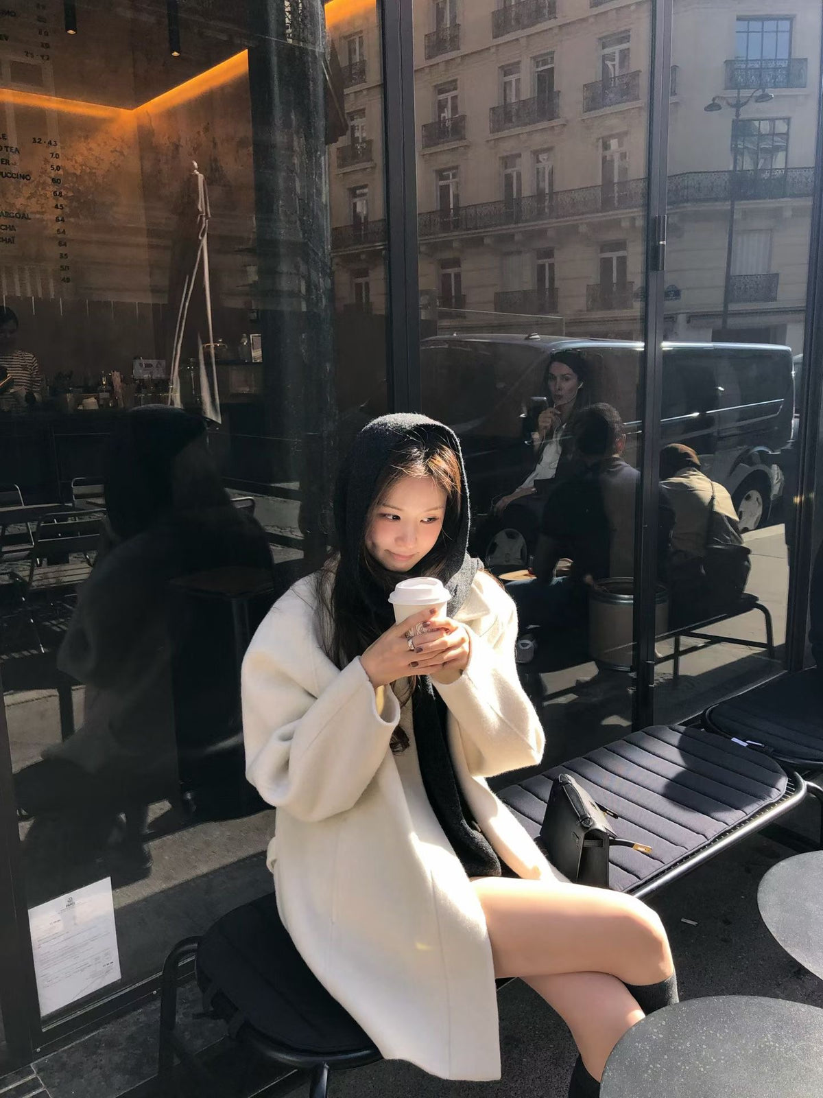 Handmade cony cashmere raglan coat