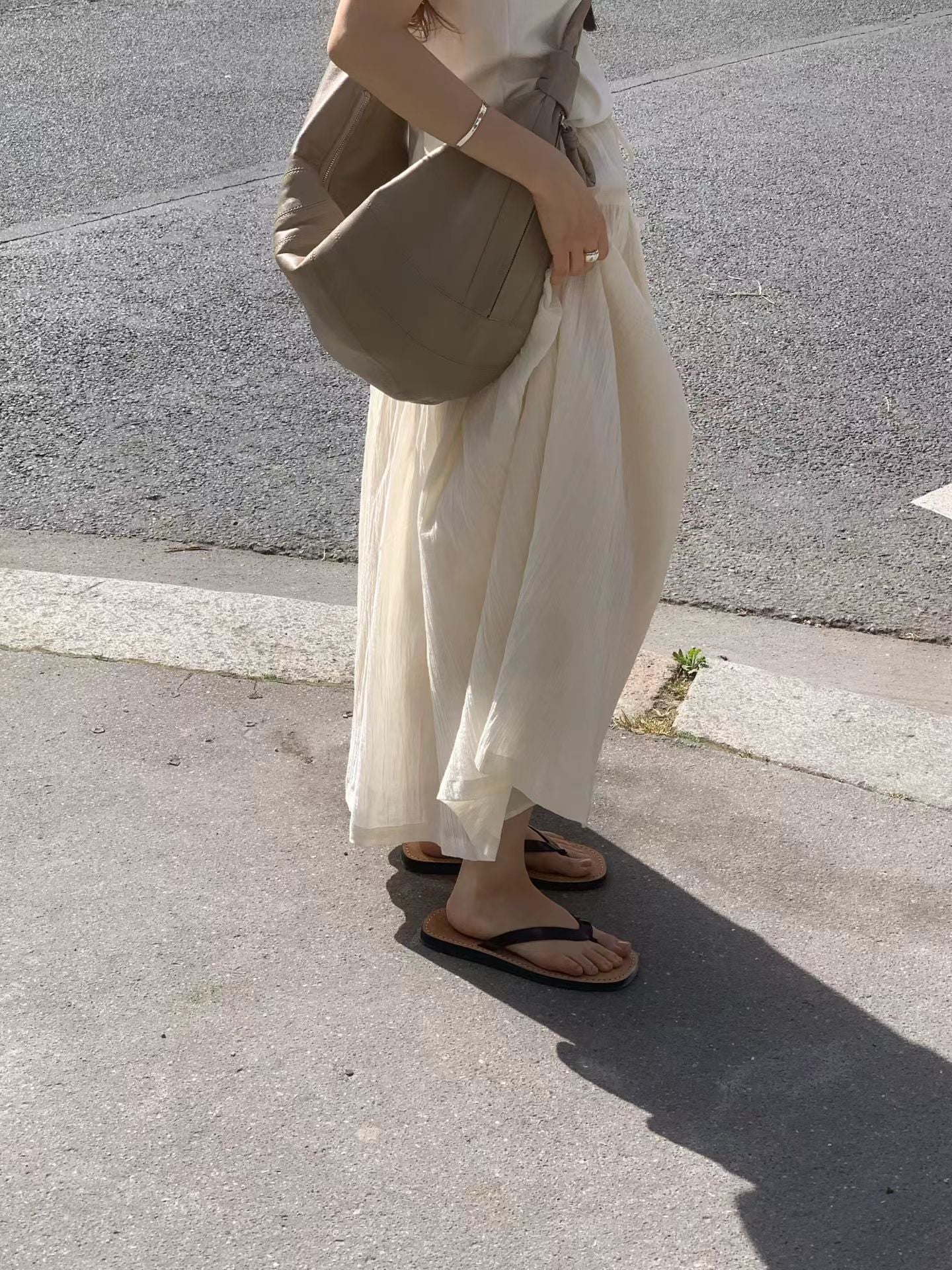 Crinkle maxi skirt
