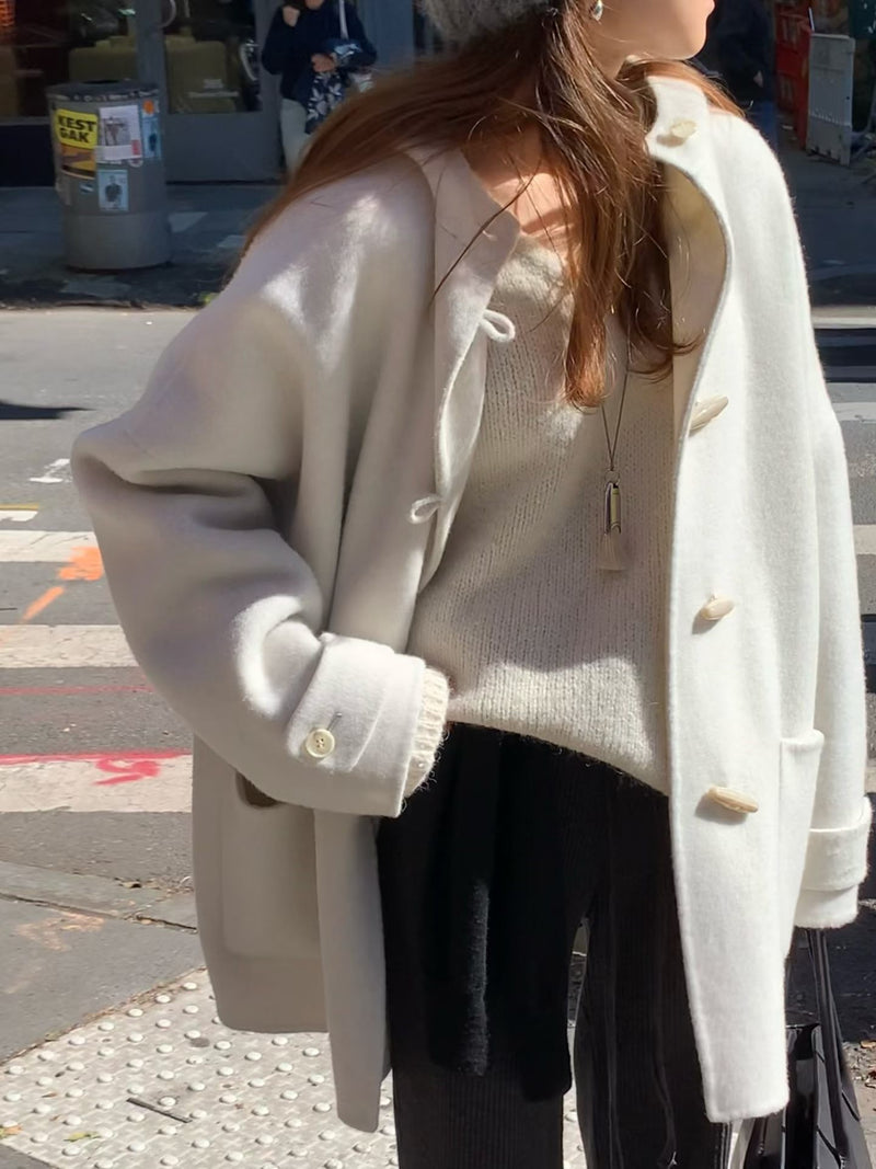 Handmade hoodie cashmere duffle coat