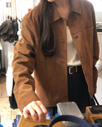 [sale] Studio leather jacket (camel)