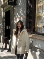Baby alpaca hoodie duffle coat