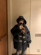 Baby alpaca hoodie duffle coat
