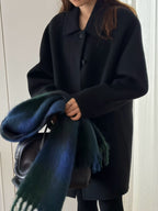 Handmade cony cashmere raglan coat