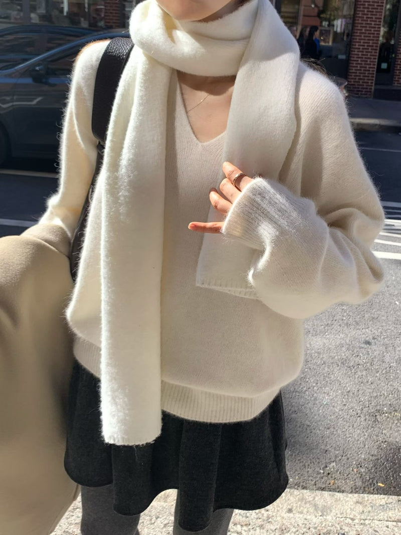 Raccoon v pullover knit