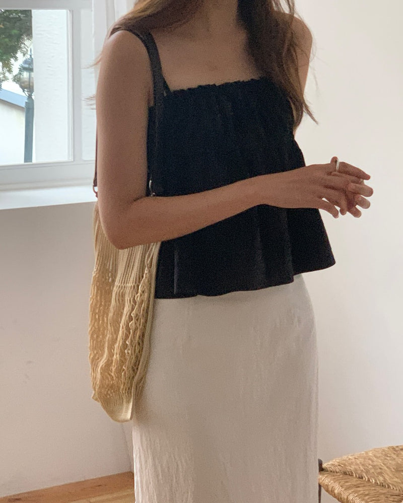 [sale] Ribbon shirring blouse