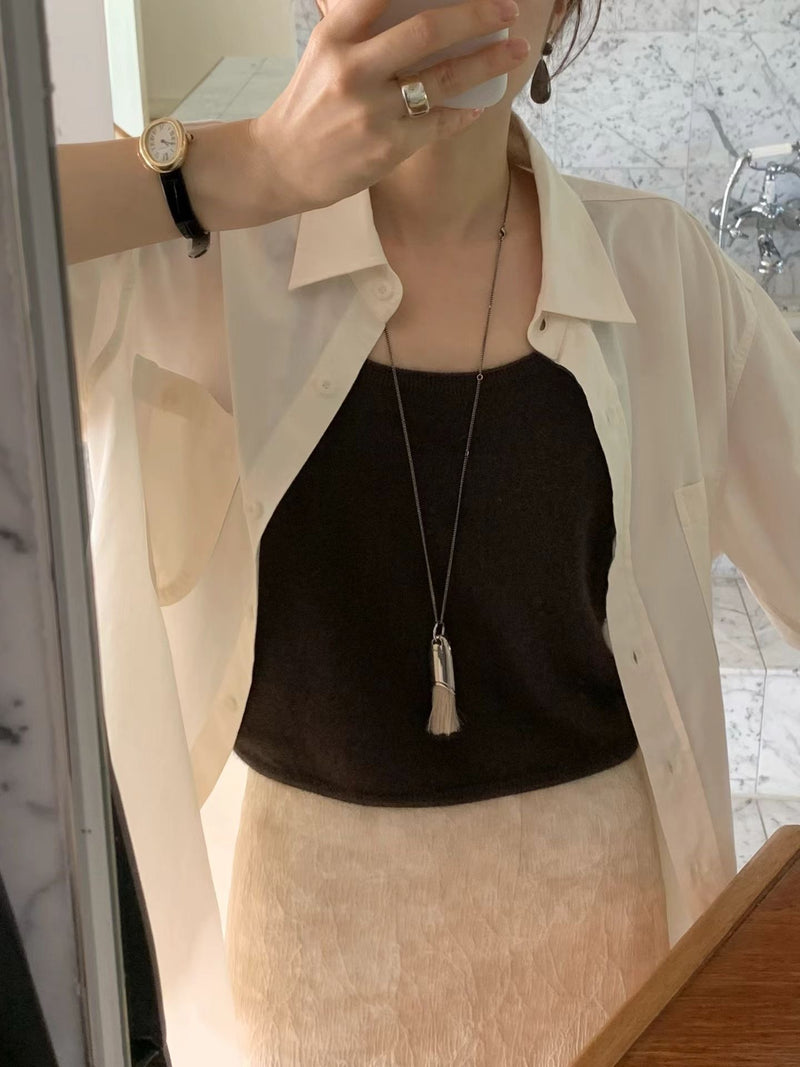 Layered raccoon sleeveless knit
