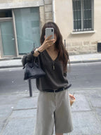 Wide bermuda pants