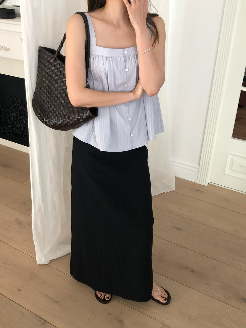 Pintuck flare stripe blouse