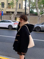 Baby alpaca hoodie duffle coat