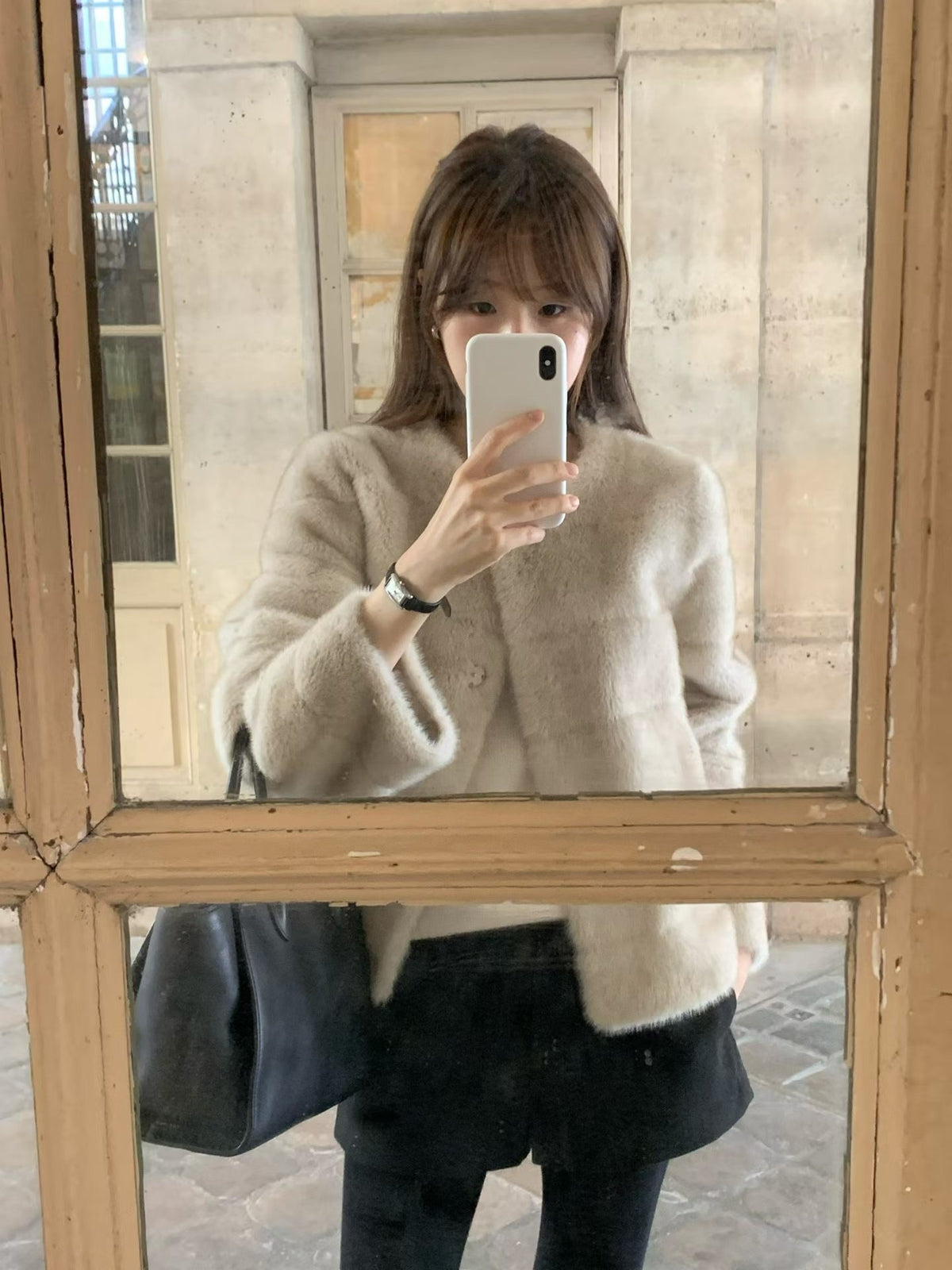Sage minc fur jacket