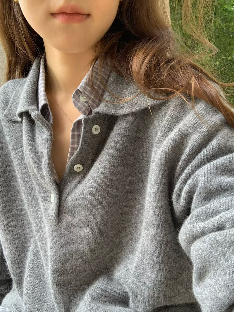 Cash collar knit