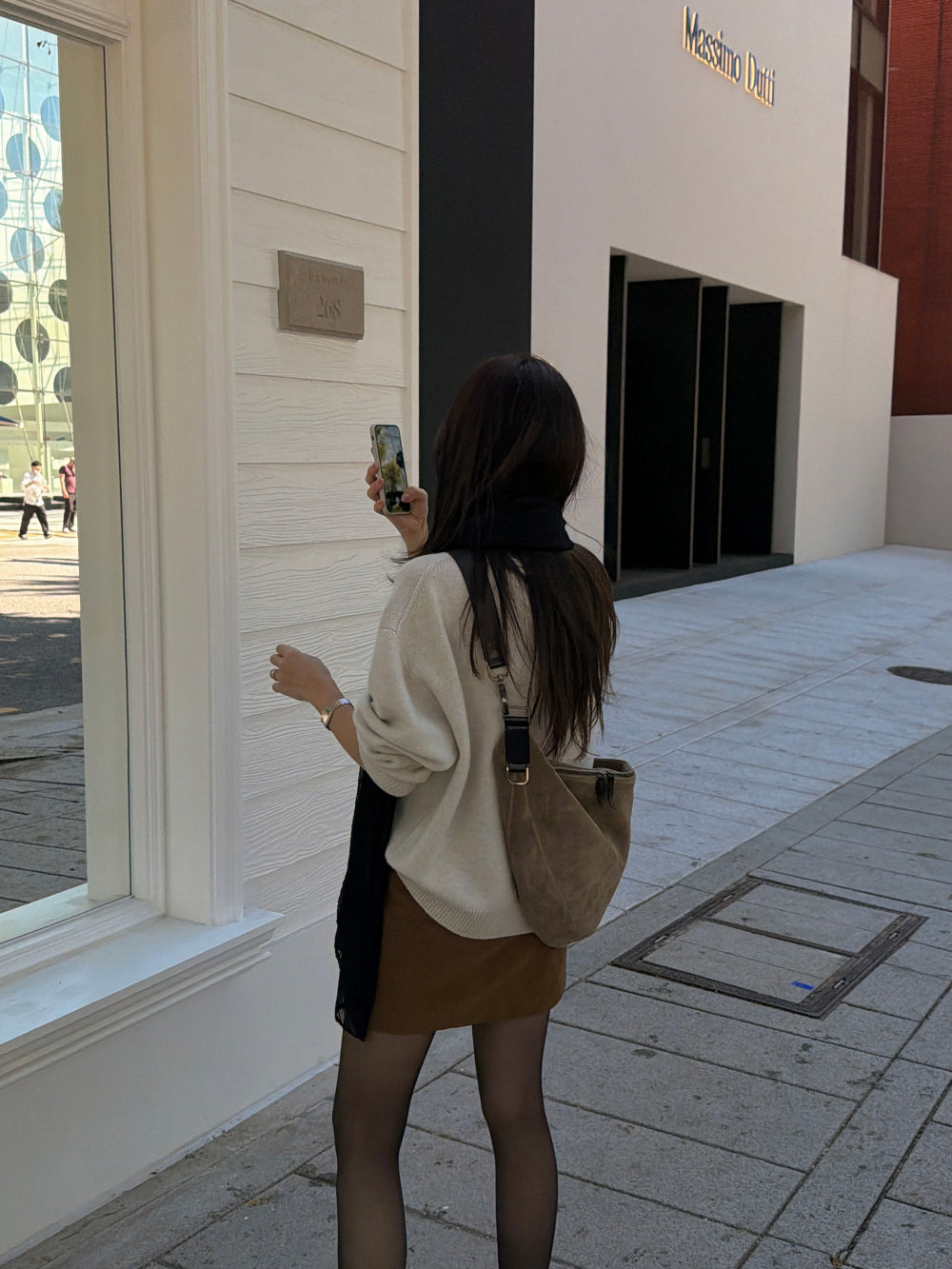 Soft leather mini skirt