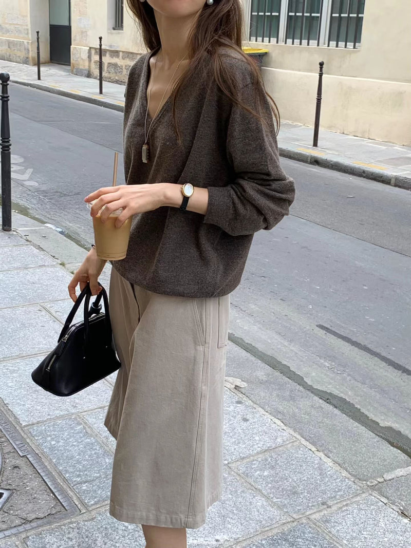 Wide bermuda pants