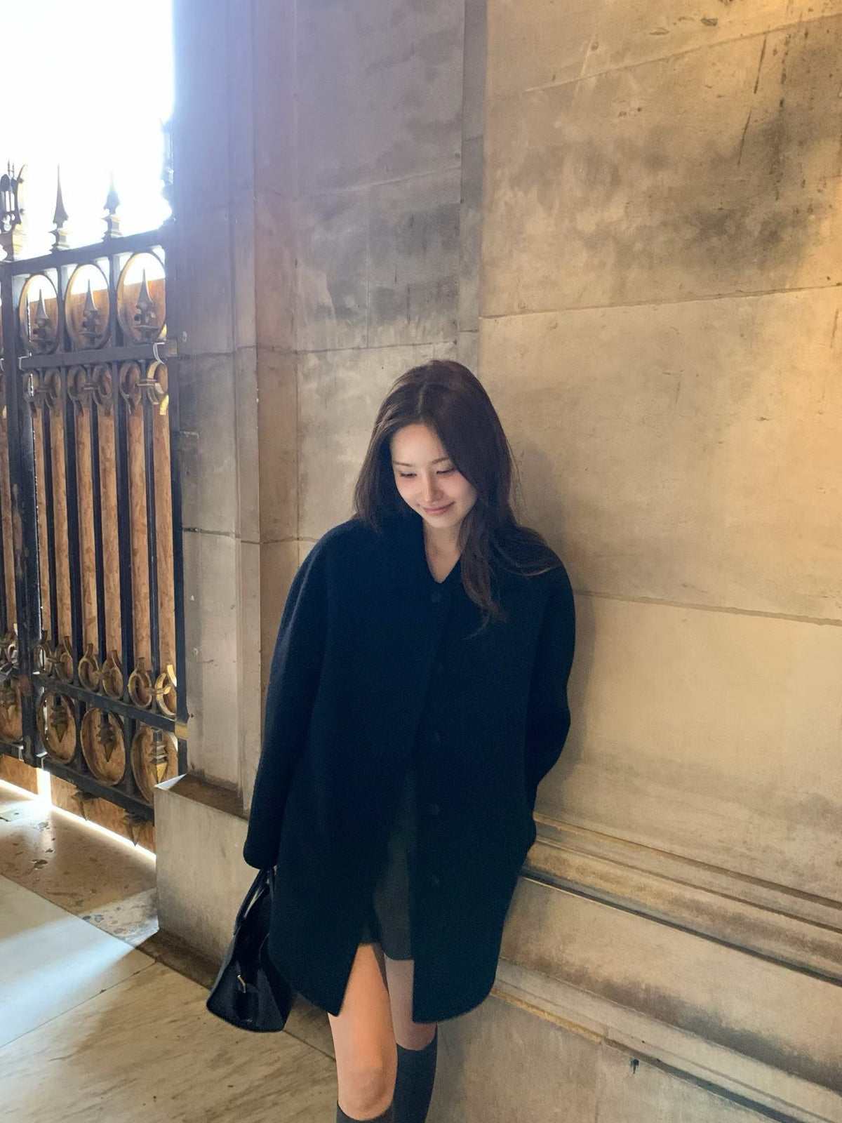 Handmade cony cashmere raglan coat