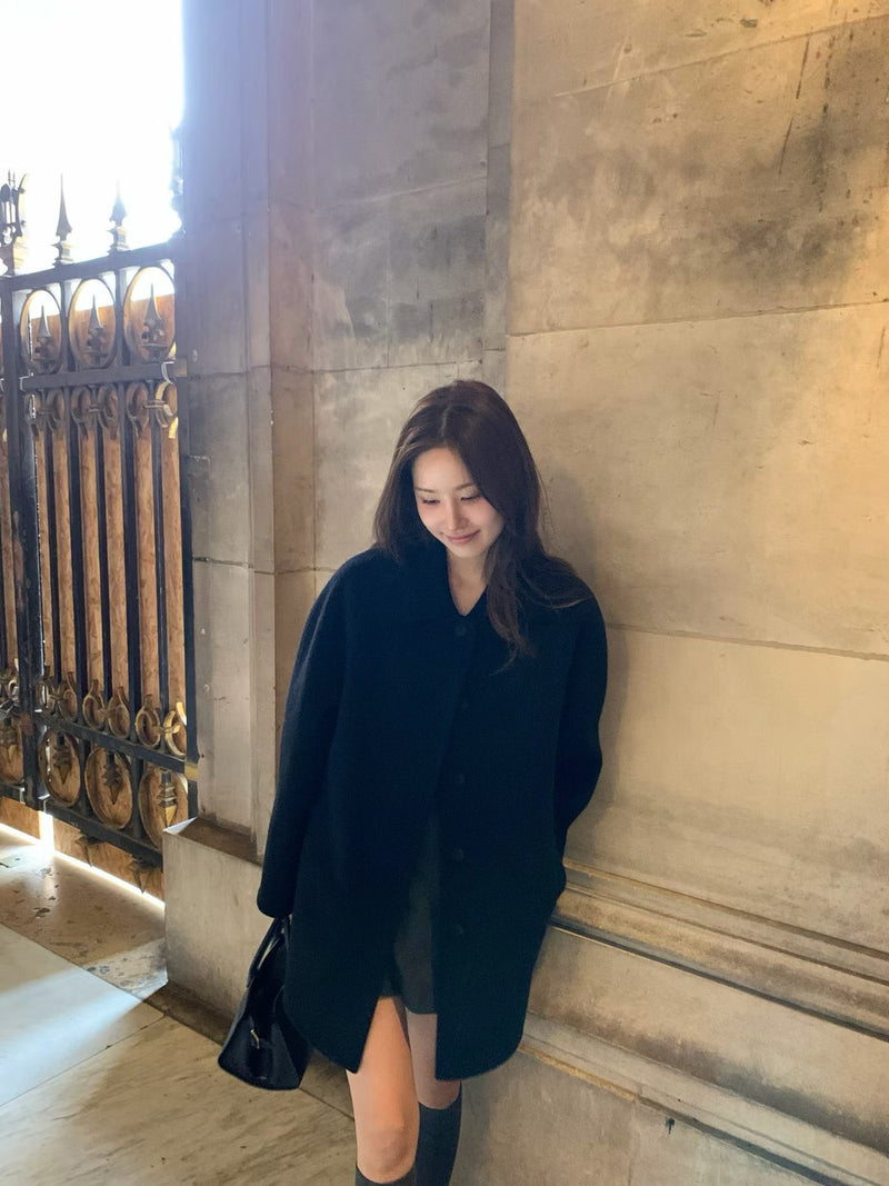 Handmade cony cashmere raglan coat