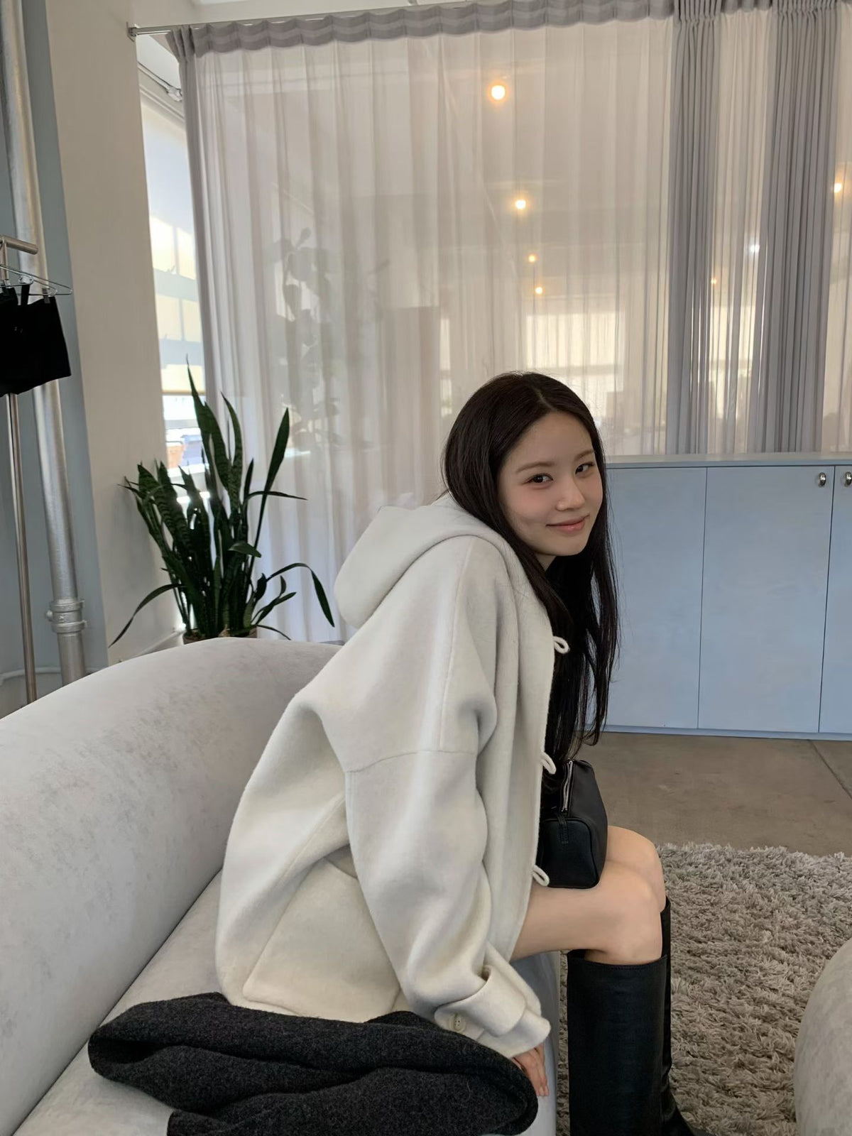 Handmade hoodie cashmere duffle coat