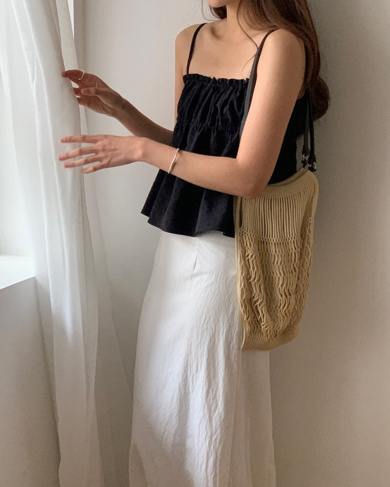 [sale] Ribbon shirring blouse